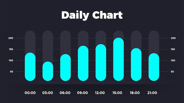 Plantilla de diagrama de presentación de gráfico de infografía de vector oscuro gráfico diario neumorphic