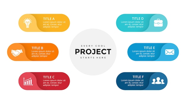 Plantilla de diapositiva de banner infografía Desde presentación o elemento web a opción de impresión o gráficos 6