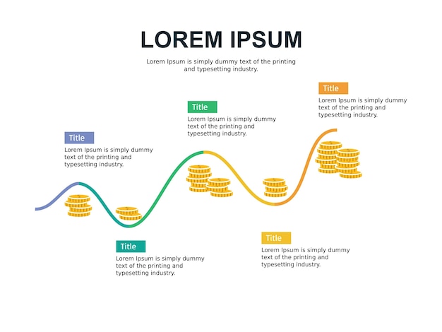 Plantilla de diapositiva de infografía y estadísticas con moneda