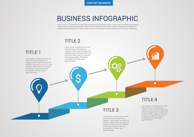 Plantilla de diapositiva de presentación de negocios Infograhpic con gráfico de proceso de paso.