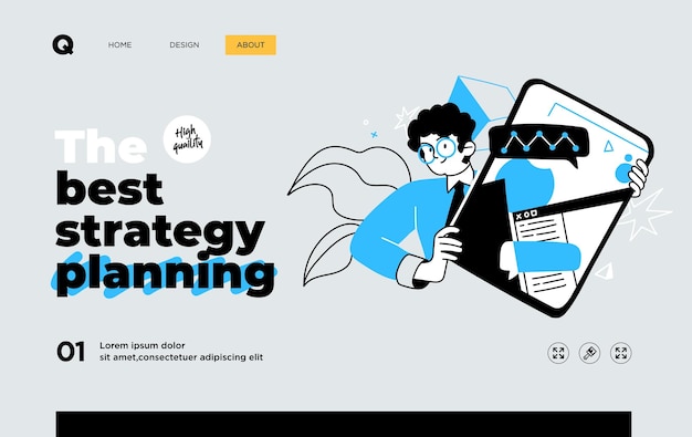 Plantilla de diapositiva de presentación o diseño de sitio web de página de destino Ilustraciones de concepto de negocio