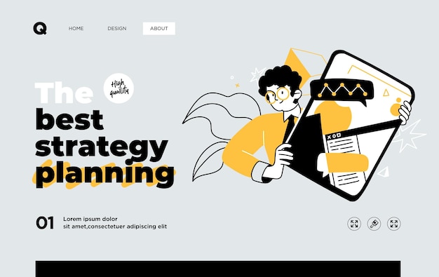 Plantilla de diapositiva de presentación o diseño de sitio web de página de destino Ilustraciones de concepto de negocio
