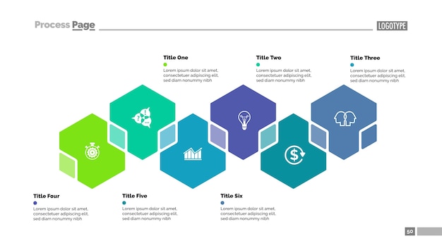 Plantilla de diapositiva de six hexonsons scheme