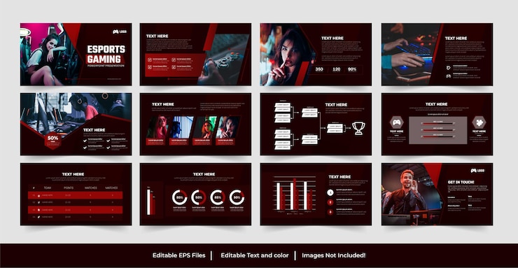 Vector plantilla de diapositivas de presentación de juegos esport