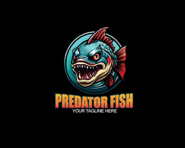 plantilla de dibujo del logotipo de la pesca de depredadores