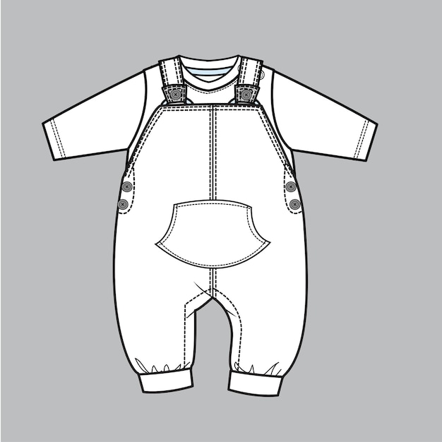 Vector plantilla de dibujo plano de bebé aislada
