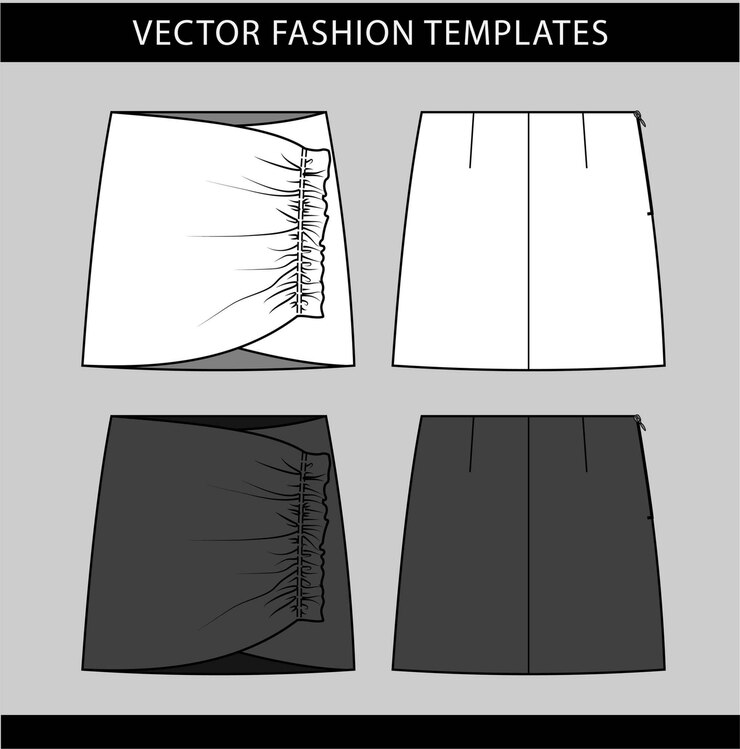 Vector plantilla de dibujo plano de moda de falda