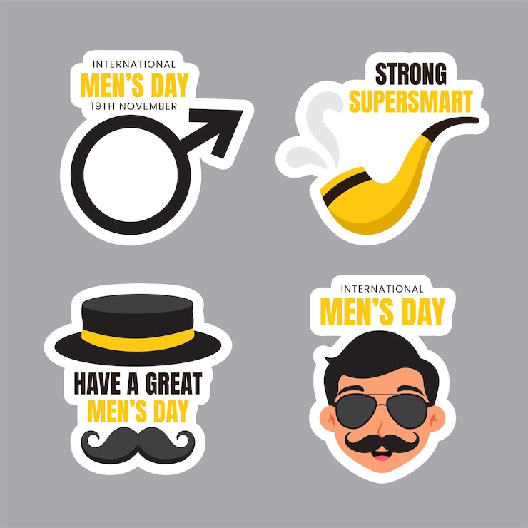 Vector plantilla de dibujos animados del día internacional de los hombres para la etiqueta