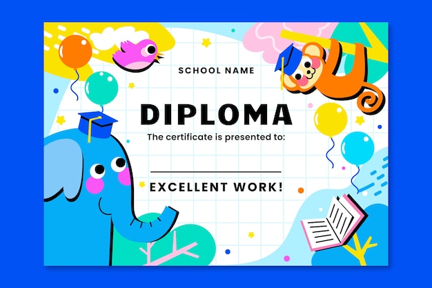 plantilla de diploma de graduación plana