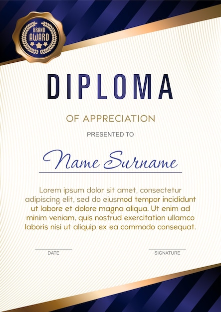 Plantilla de diploma de lujo y estilo de certificado ilustración vectorial eps10