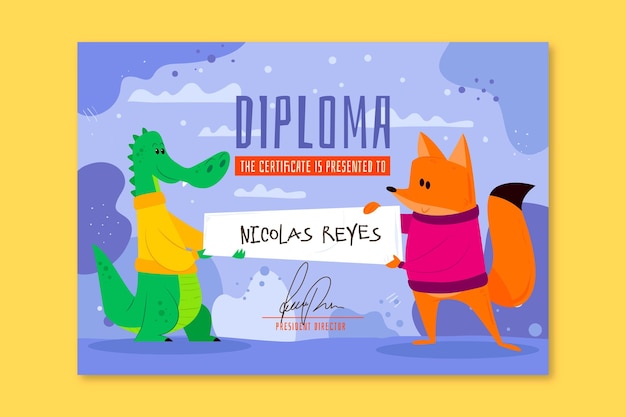 Plantilla de diploma para niños