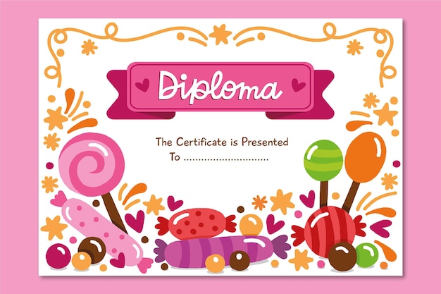 Vector plantilla de diploma para niños