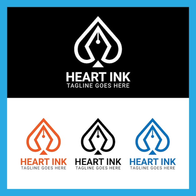 PLANTILLA DE DISEÑO DE LOGOTIPO DE TINTA DE CORAZÓN