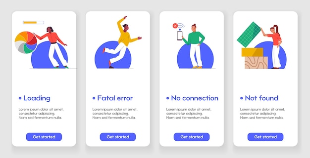 Vector la plantilla diseña estados vacíos para el concepto de páginas de aplicaciones móviles
