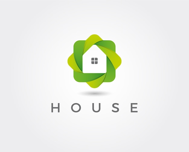 Plantilla de diseño abstracto eco house logo en forma hexagonal.