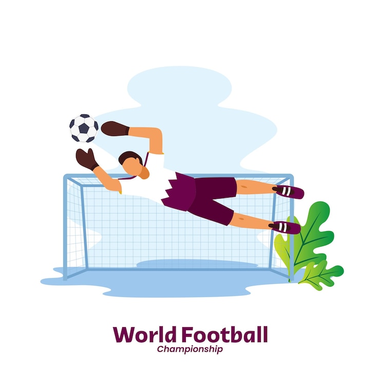 Vector plantilla de diseño de acción de fútbol de portero plano