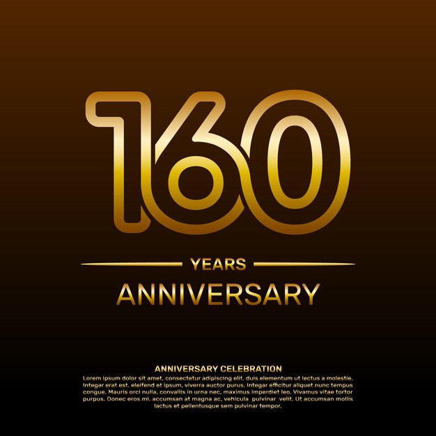 plantilla de diseño de aniversario de 160 años en color dorado