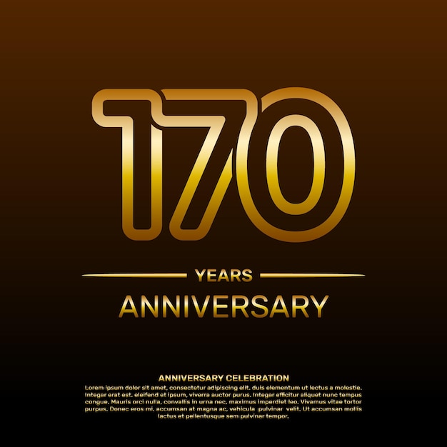 plantilla de diseño de aniversario de 170 años en color dorado