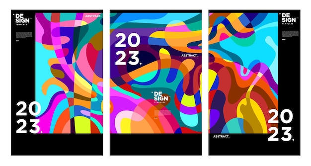 Vector plantilla de diseño de año nuevo 2023 con fondo abstracto colorido fluido