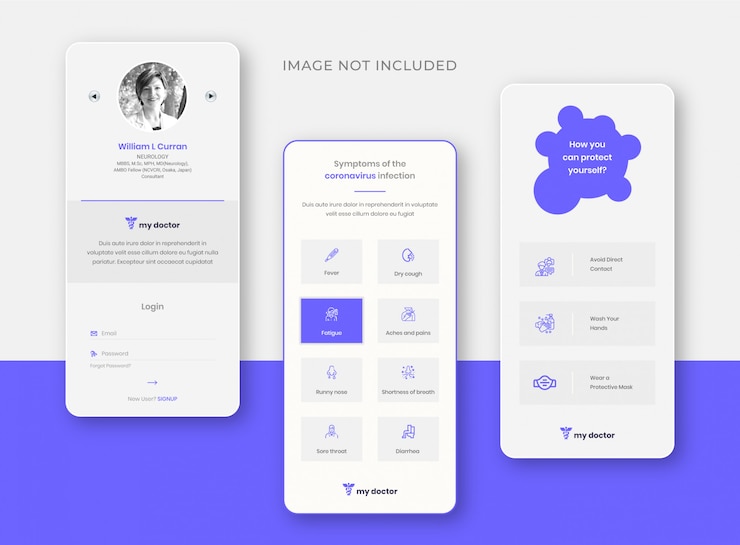 Plantilla de diseño de la aplicación de asistencia en línea de My doctor app health care