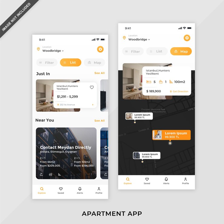 Vector plantilla de diseño de la aplicación de reserva de apartamentos