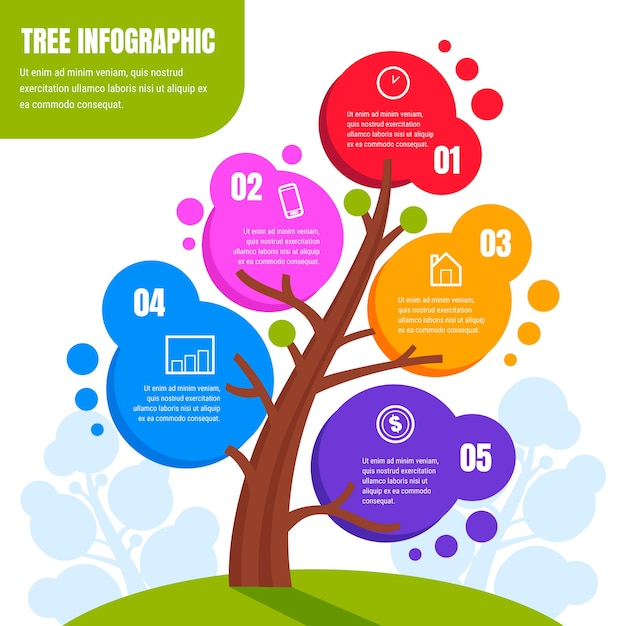 Vector plantilla de diseño de árbol infográfico