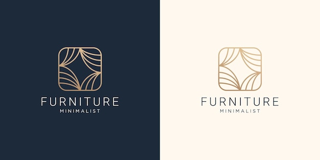Plantilla de diseño de arte de línea de logotipo interior minimalista de muebles creativos