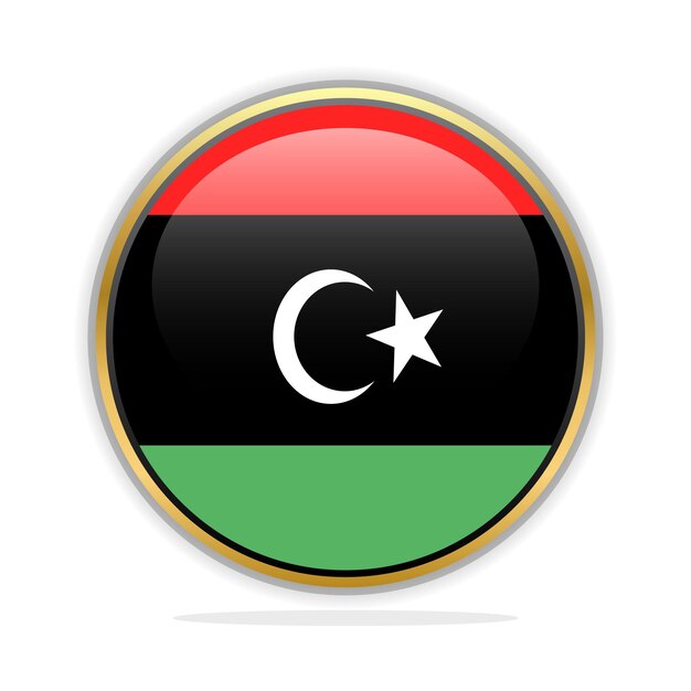 Plantilla de diseño de bandera de botón Libia