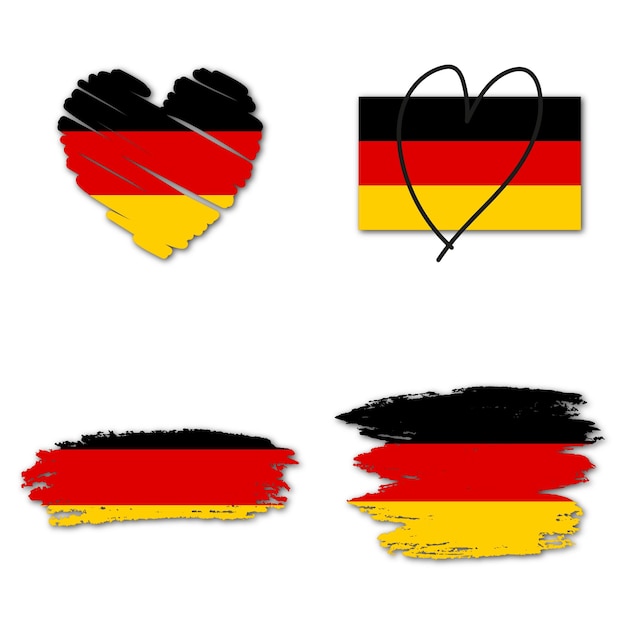 Vector plantilla de diseño de la bandera de la colección de elementos de alemania trazo de pincel y corazón