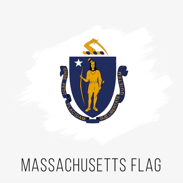 Plantilla de diseño de bandera vectorial de Massachusetts del estado de EE. UU. Bandera de Massachusetts para el Día de la Independencia