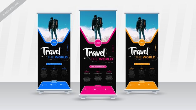 Plantilla de diseño de banner acumulativo de agencia de negocios de viajes de vector