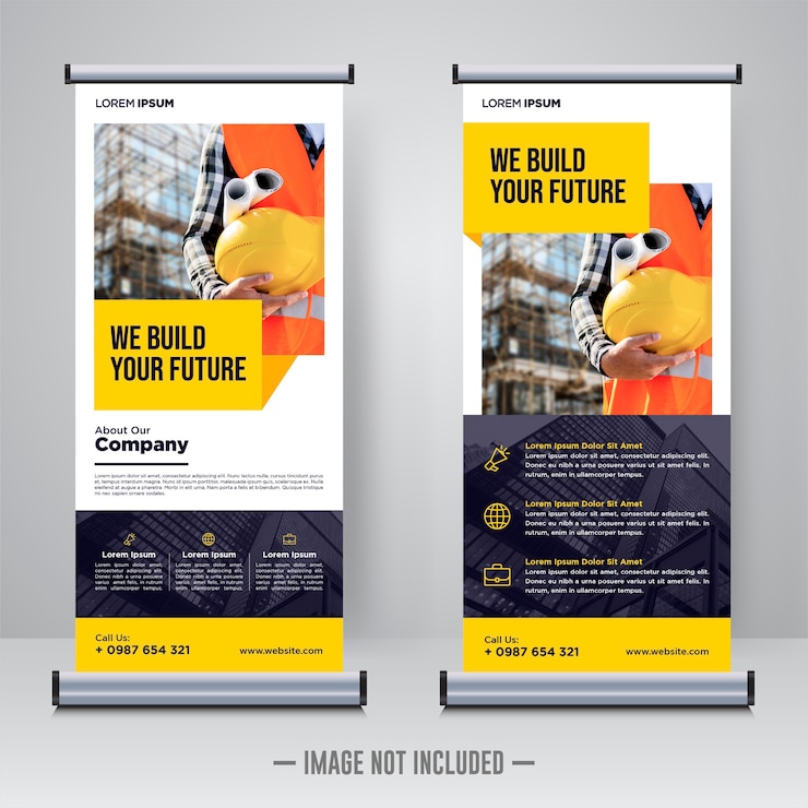 Vector plantilla de diseño de banner acumulativo de construcción corporativa