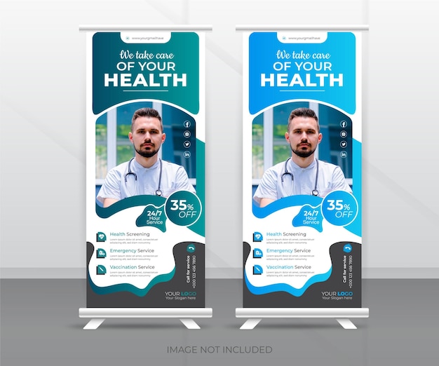 Plantilla de diseño de banner acumulativo de soporte médico