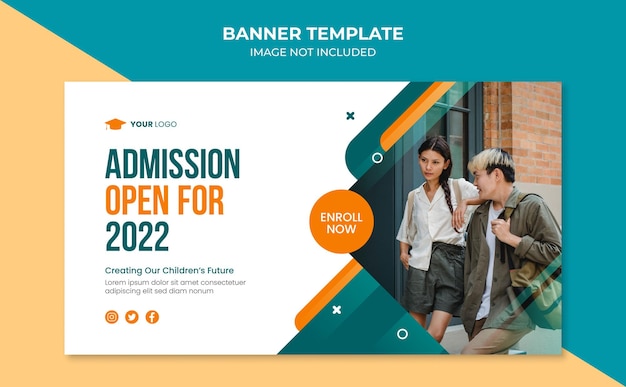 Plantilla de diseño de banner de admisión a la escuela