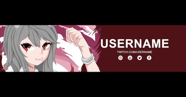 Plantilla de diseño de banner de anime twitch