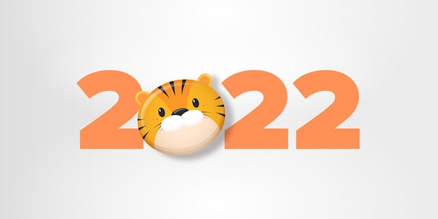 Vector plantilla de diseño de banner de año nuevo chino 2020 con personaje de cabeza de tigre bebé lindo