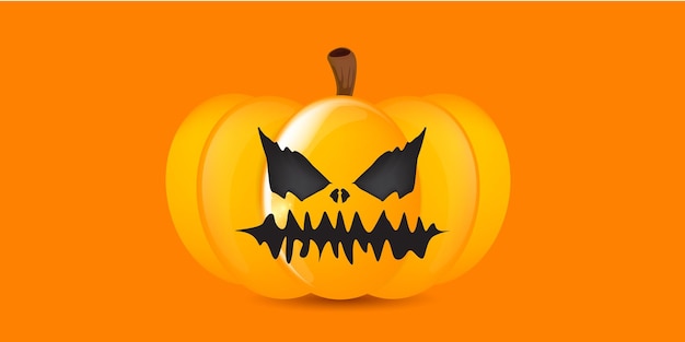 Plantilla de diseño de banner de calabaza de halloween con cara de miedo