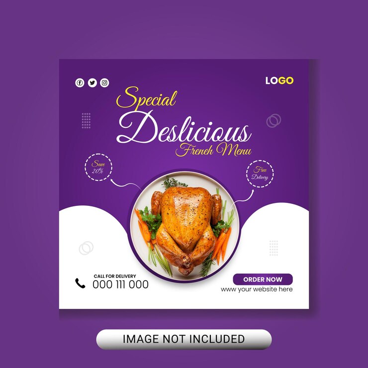 plantilla de diseño de banner de comida rápida para el diseño de publicaciones en redes sociales