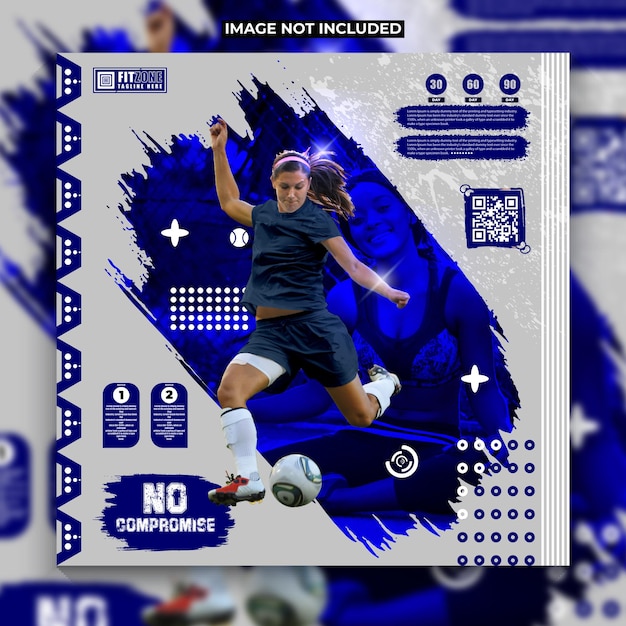 Vector plantilla de diseño de banner cuadrado de publicación o póster de redes sociales de fútbol vector premium