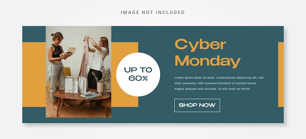 Plantilla de diseño de banner cyber monday con foto