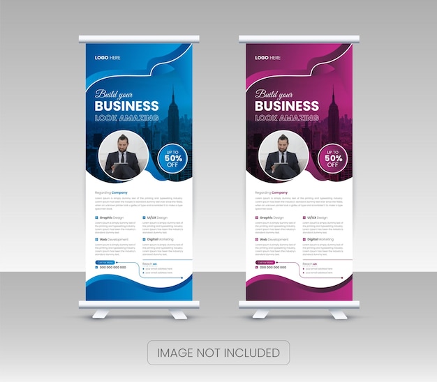 Plantilla de diseño de banner desplegable de negocios x stand rollup