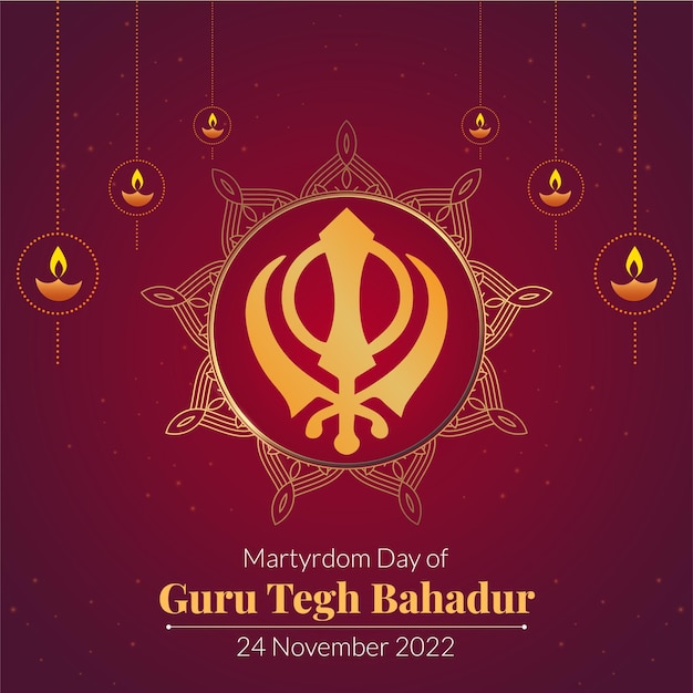 Plantilla de diseño de banner del día del martirio de guru tegh bahadur