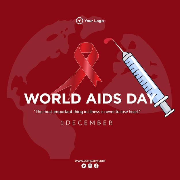Vector plantilla de diseño de banner del día mundial del sida