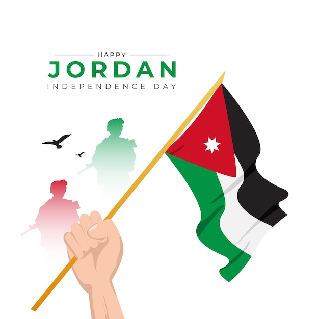 Plantilla de diseño de banner del día nacional de jordania celebraciones del día de la independencia de la bandera de jordania