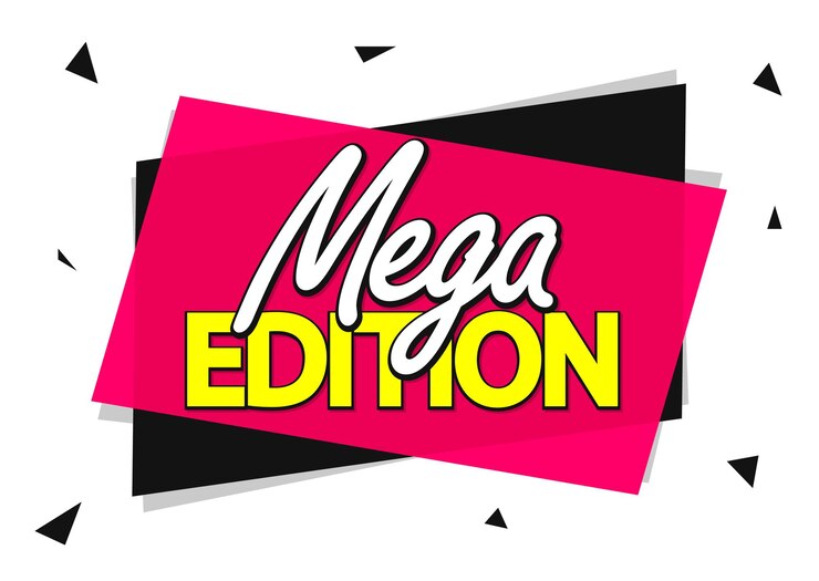 Vector plantilla de diseño de banner de la edición mega ilustración vectorial de la etiqueta promocional