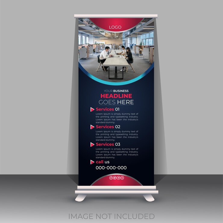 Plantilla de diseño de banner enrollable de conferencia de negocios moderna