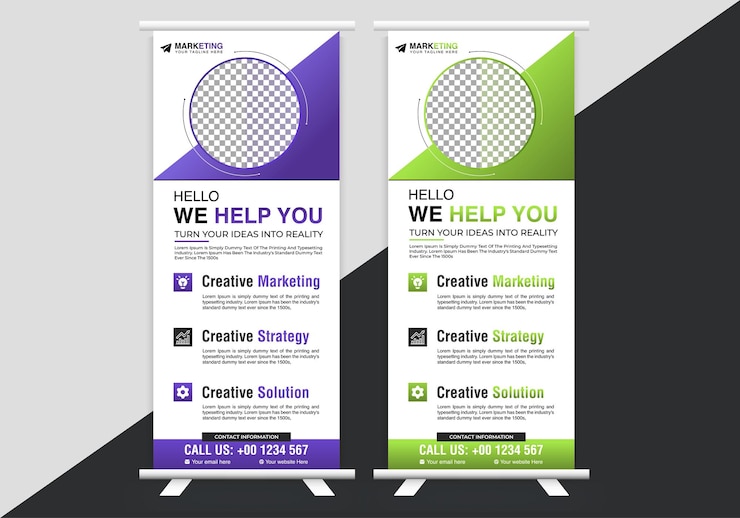 Plantilla de diseño de banner enrollable fondo abstracto vertical pull up diseño moderno xbanner