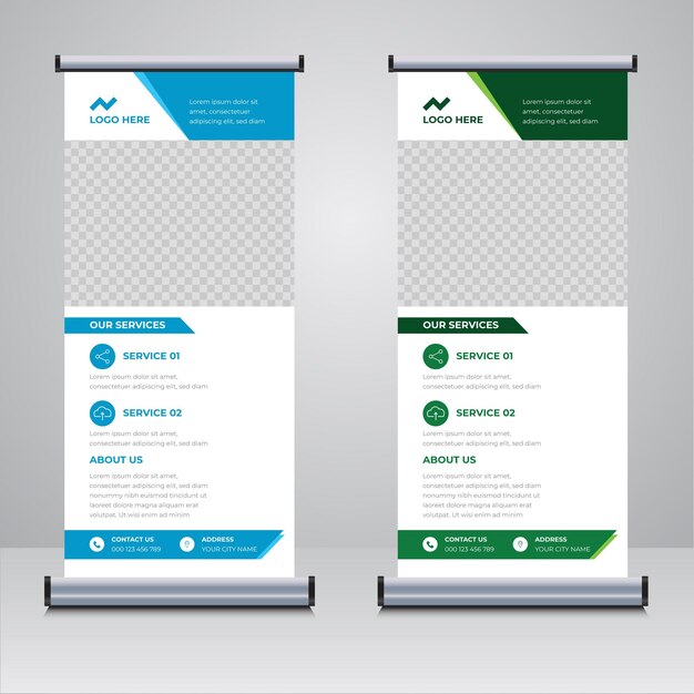 Plantilla de diseño de banner enrollable médico moderno