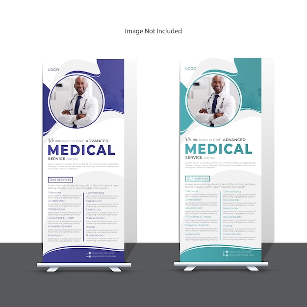 Plantilla de diseño de banner enrollable médico moderno