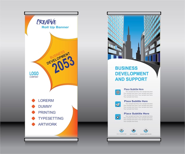 plantilla de diseño de banner enrollable moderno